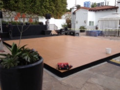 Hardwood pool cover Sunset Marquis Hotel Beverly Hills CA
